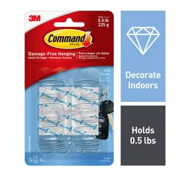 Command Damage-Free Hanging Clear Mini Hooks with Adhesive Strips for Christmas Lights and Holiday Decoration