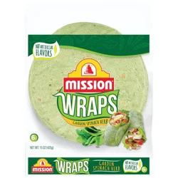 Mission Garden Spinach & Herb Wraps - 15oz/6ct