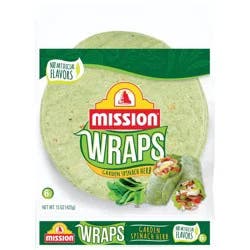 Mission Garden Spinach & Herb Wraps - 15oz/6ct
