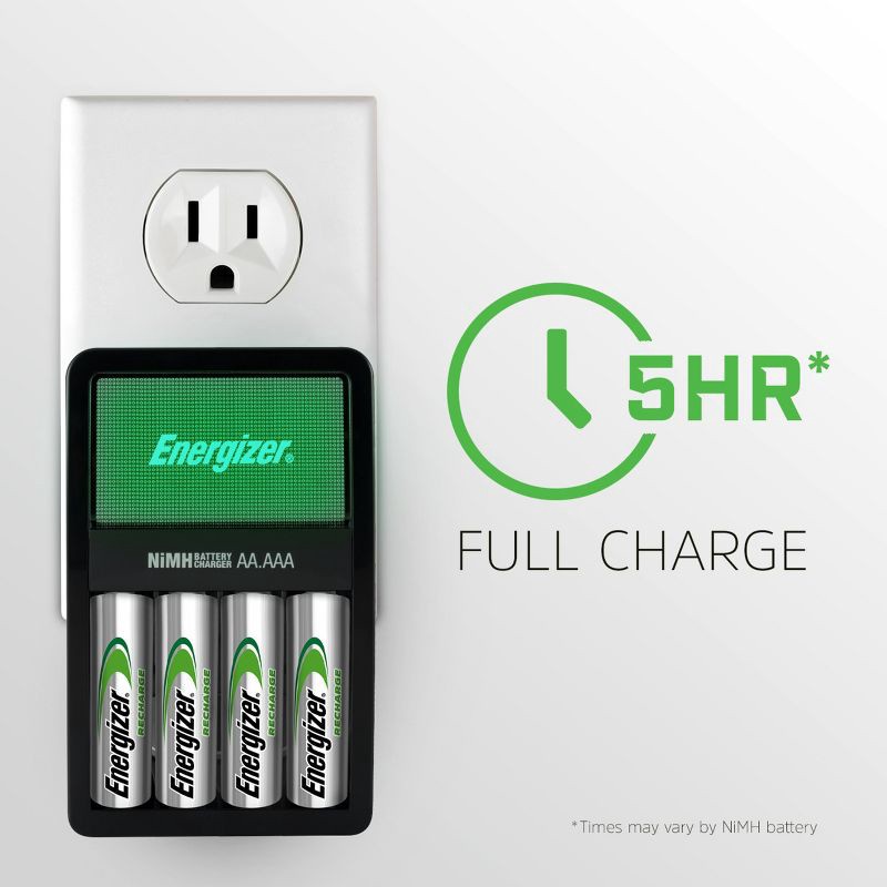 slide 2 of 6, Energizer Recharge Value Charger for NiMH Rechargeable AA and AAA Batteries, 1 ct