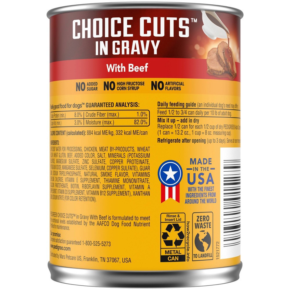 slide 2 of 4, Pedigree Choice Cuts In Gravy Adult Canned Soft Wet Dog Food With Beef, 13.2 oz