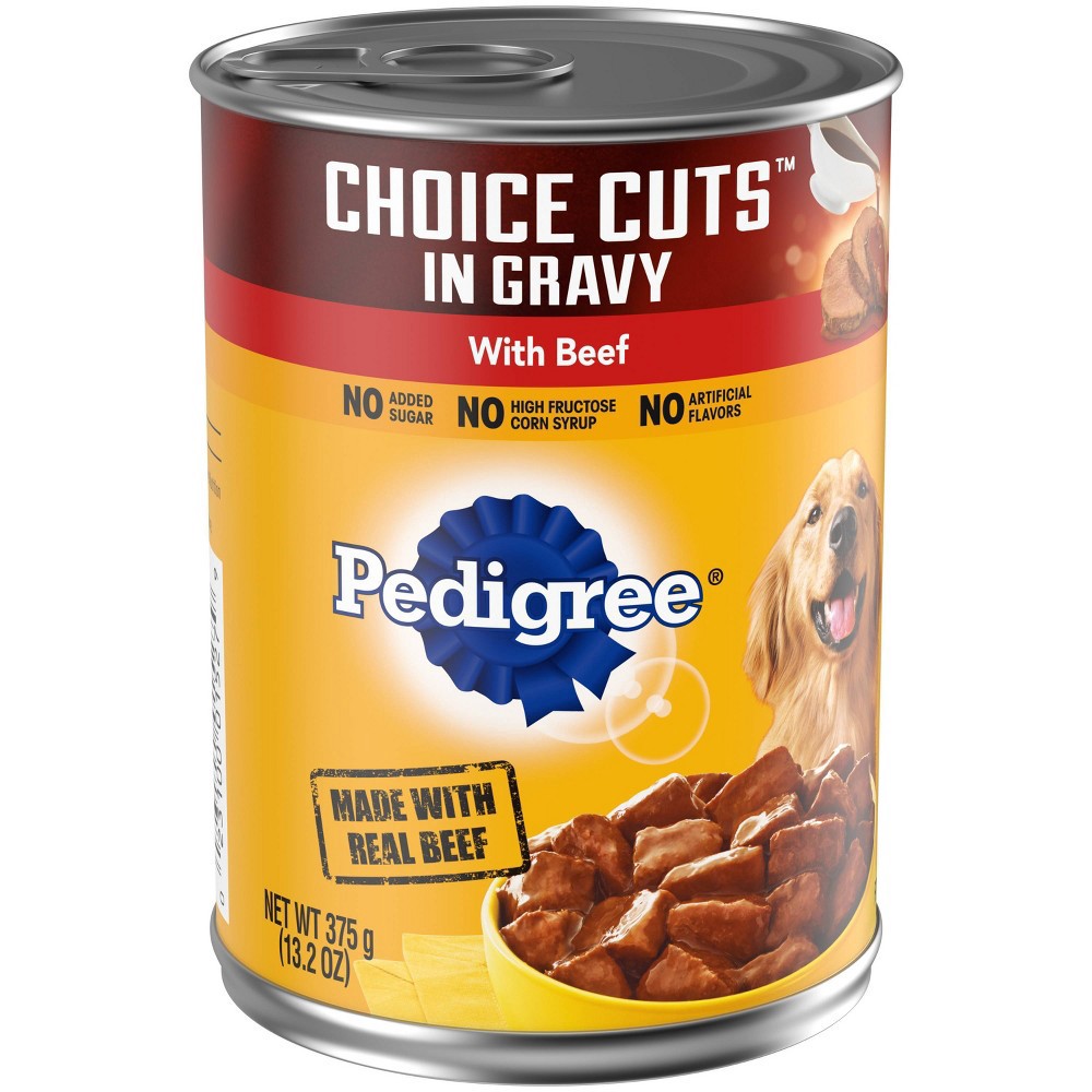 slide 4 of 4, Pedigree Choice Cuts In Gravy Adult Canned Soft Wet Dog Food With Beef, 13.2 oz