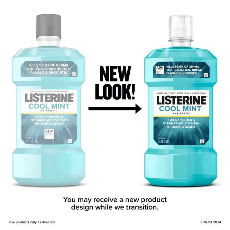 slide 3 of 12, Listerine Antiseptic Mouthwash for Bad Breath and Plaque Cool Mint - 1L, 1 liter