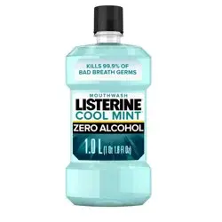 Listerine Zero Alcohol Antiseptic Mouthwash for Bad Breath and Plaque - Cool Mint - 33.8 fl oz