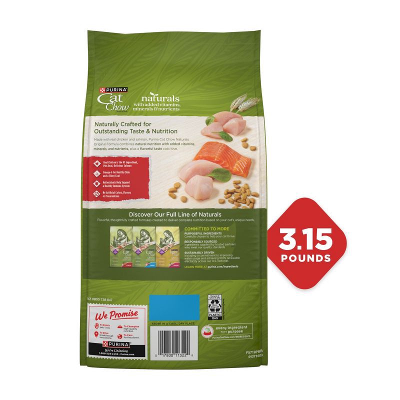 slide 10 of 13, Purina Cat Chow Naturals Original Chicken Flavor Dry Cat Food - 3.15lbs, 3.15 lb