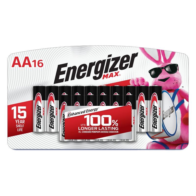 slide 1 of 7, Energizer MAX AA Batteries 16pk - Alkaline Battery: 3000mAh, Single-Use, 1.5V, 16 ct