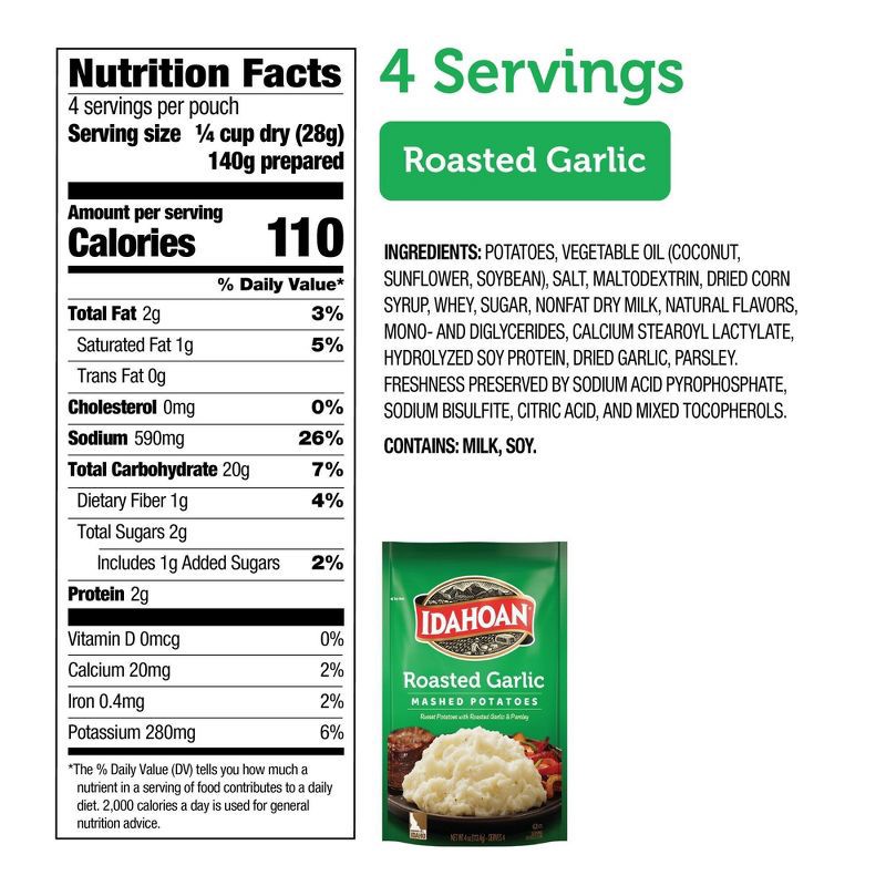 slide 4 of 10, Idahoan Gluten Free Roasted Garlic Mashed Potatoes - 4oz, 4 oz
