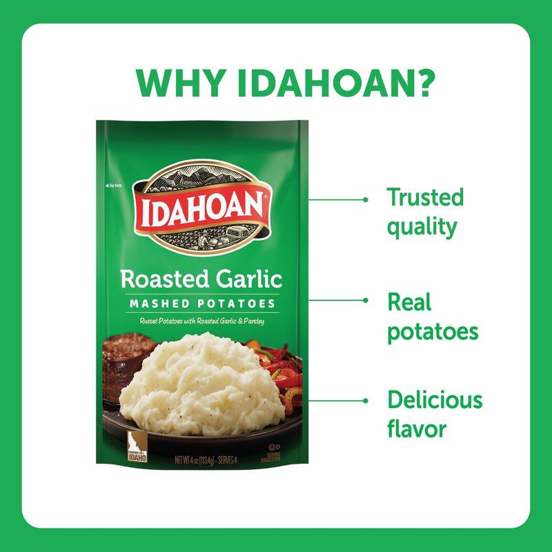 slide 8 of 10, Idahoan Gluten Free Roasted Garlic Mashed Potatoes - 4oz, 4 oz