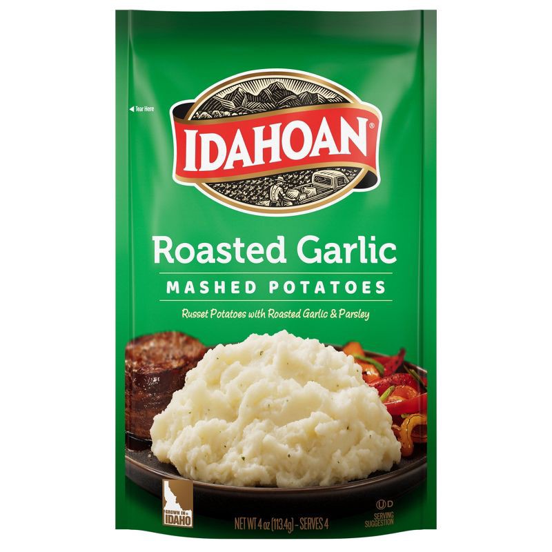 slide 1 of 10, Idahoan Gluten Free Roasted Garlic Mashed Potatoes - 4oz, 4 oz