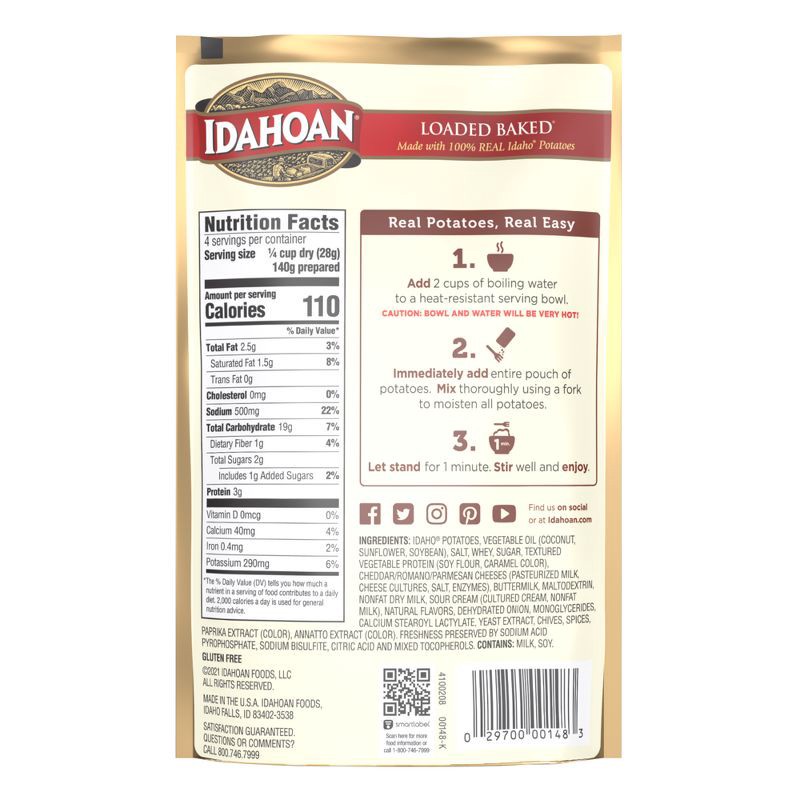 slide 2 of 3, Idahoan Gluten Free Loaded Baked Flavored Mashed Potatoes - 4oz, 4 oz
