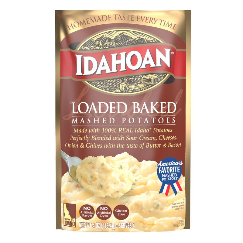 slide 1 of 3, Idahoan Gluten Free Loaded Baked Flavored Mashed Potatoes - 4oz, 4 oz