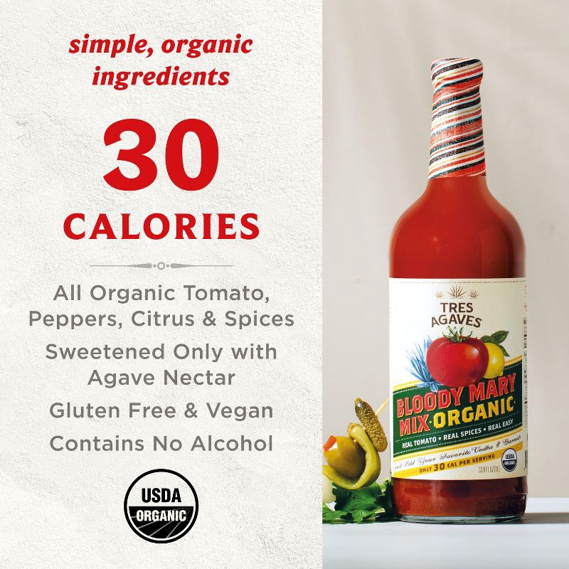 slide 3 of 6, Tres Agaves Organic Bloody Maria Mix - 1L Bottle, 1 liter