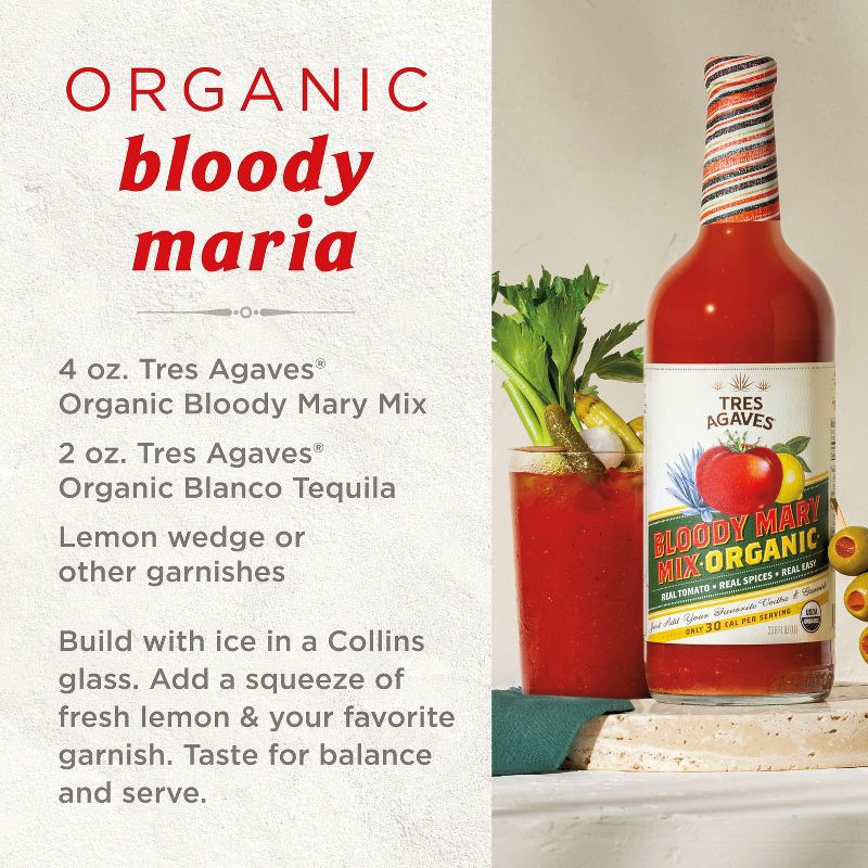 slide 5 of 6, Tres Agaves Organic Bloody Maria Mix - 1L Bottle, 1 liter