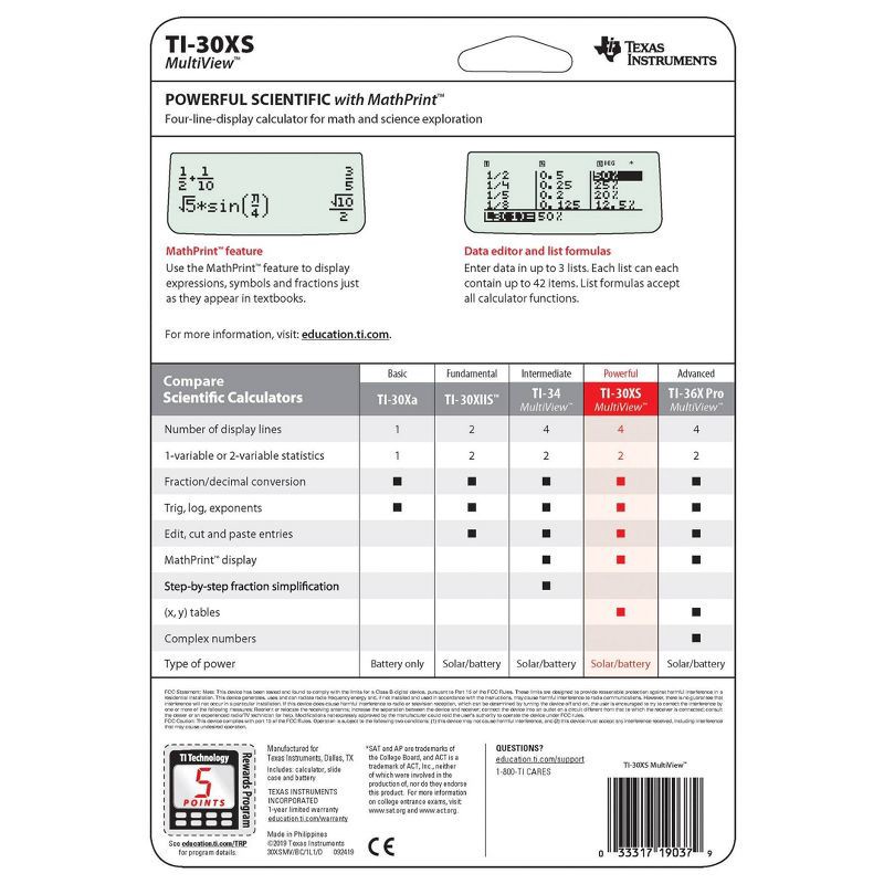 slide 3 of 3, Texas Instruments TI-30XS Multiview Scientific Calculator, 1 ct