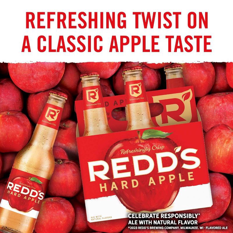 slide 4 of 9, Redd's Hard Apple Ale Beer - 6pk/12 fl oz Bottles, 6 ct; 12 fl oz