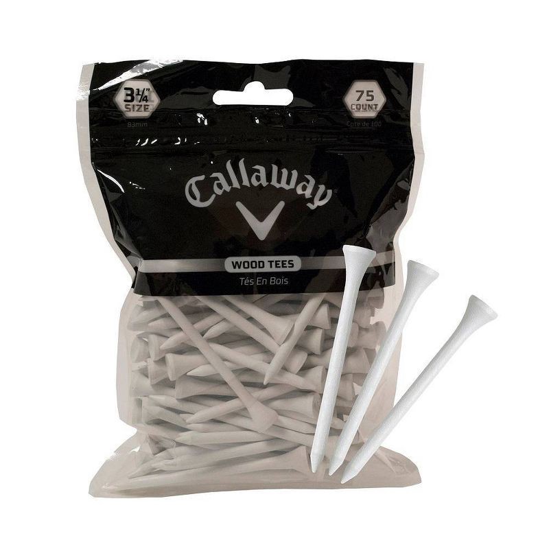 slide 2 of 3, Callaway 3.25" Wood Golf Tees - White, 1 ct