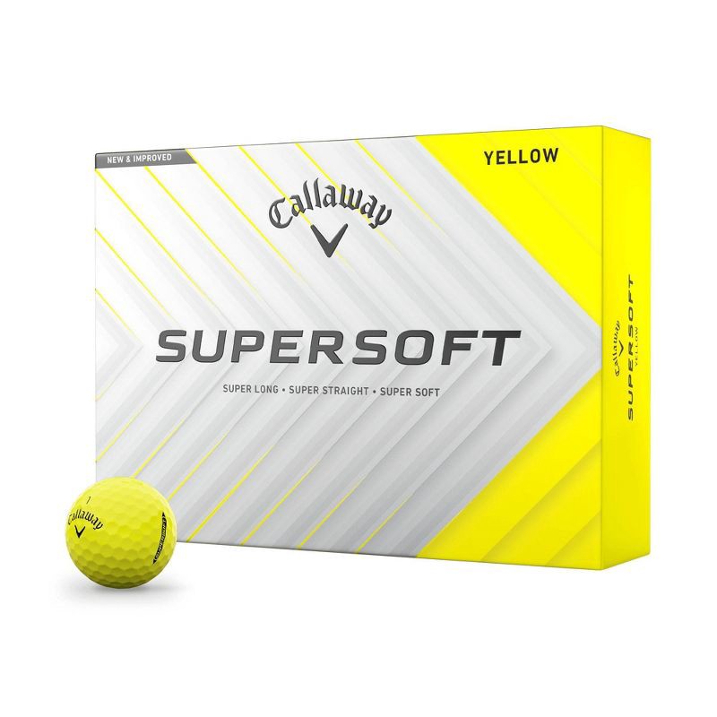 slide 2 of 5, Callaway Supersoft Golf Balls 12pk - Yellow: Rubber Core, Ionomer Shell, 12 ct