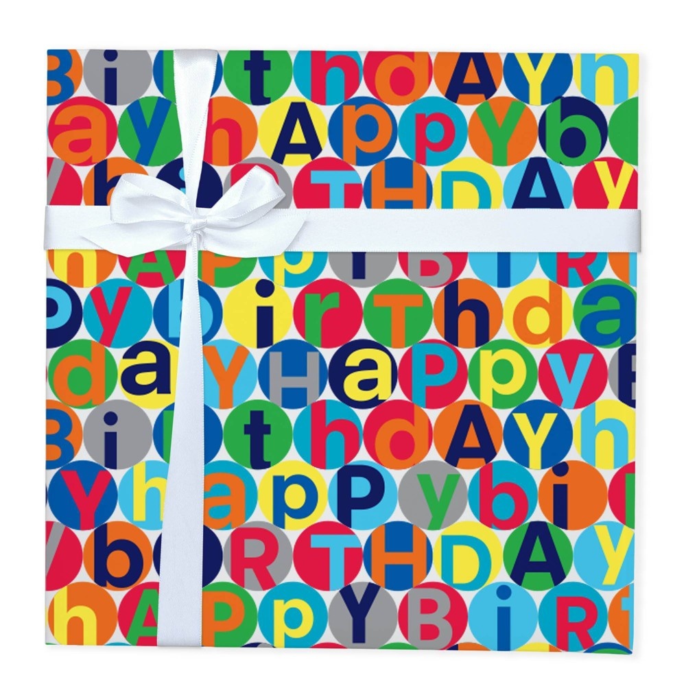 slide 2 of 2, Happy Birthday Gift Balls Pattern Wrapping Paper - Spritz, 1 ct