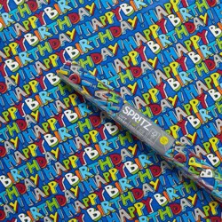 20sq ft 'Happy Birthday' Gift Wrapping Paper - Spritz™: Multicolor Typography, Boys, Birthday, Spring Theme