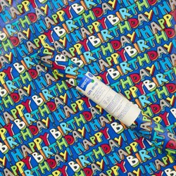 20sq ft 'Happy Birthday' Gift Wrapping Paper - Spritz™: Multicolor Typography, Boys, Birthday, Spring Theme