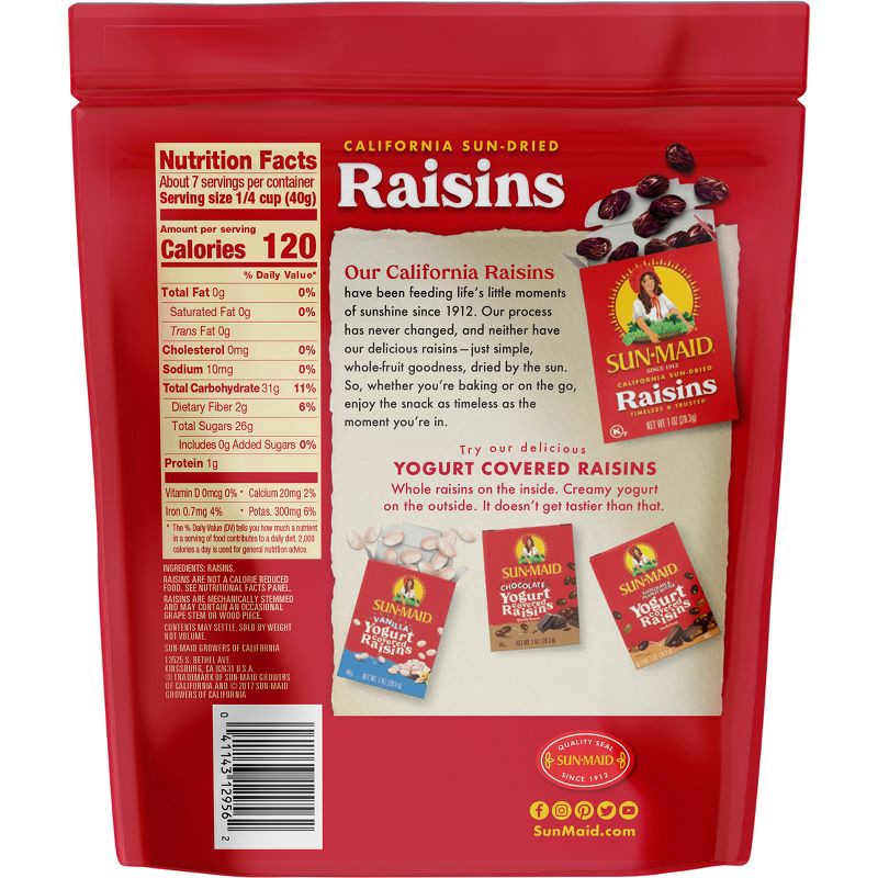 slide 2 of 11, Sun-Maid California Sun-Dried Raisins Resealable Bag - 10oz, 10 oz