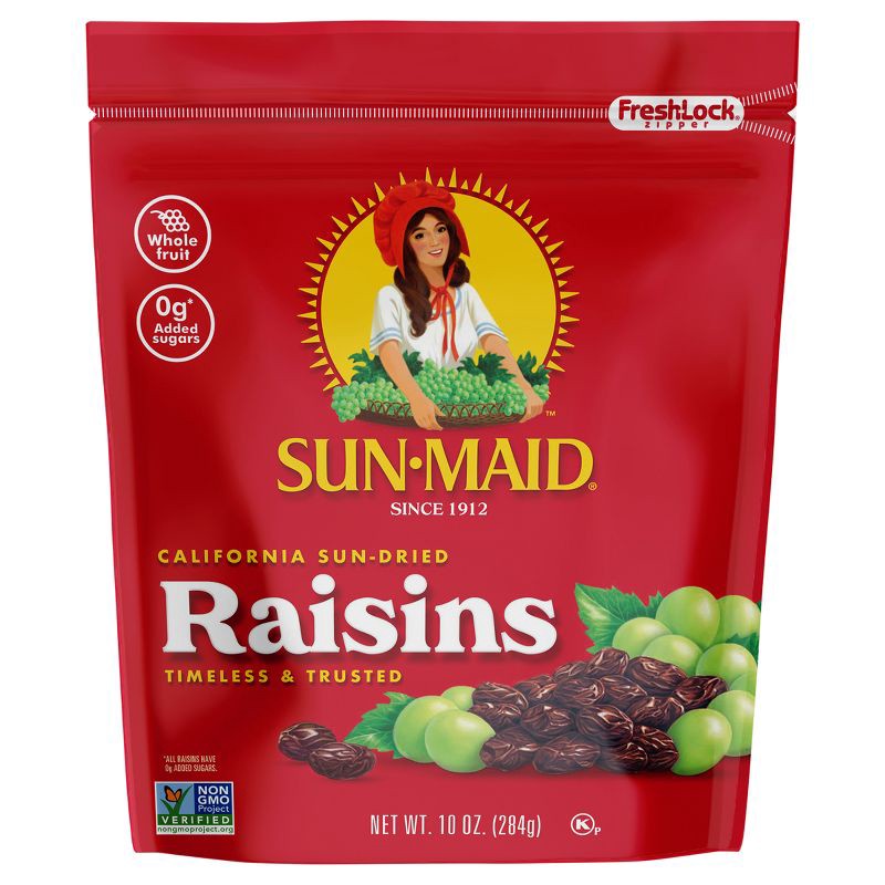 slide 1 of 11, Sun-Maid California Sun-Dried Raisins Resealable Bag - 10oz, 10 oz