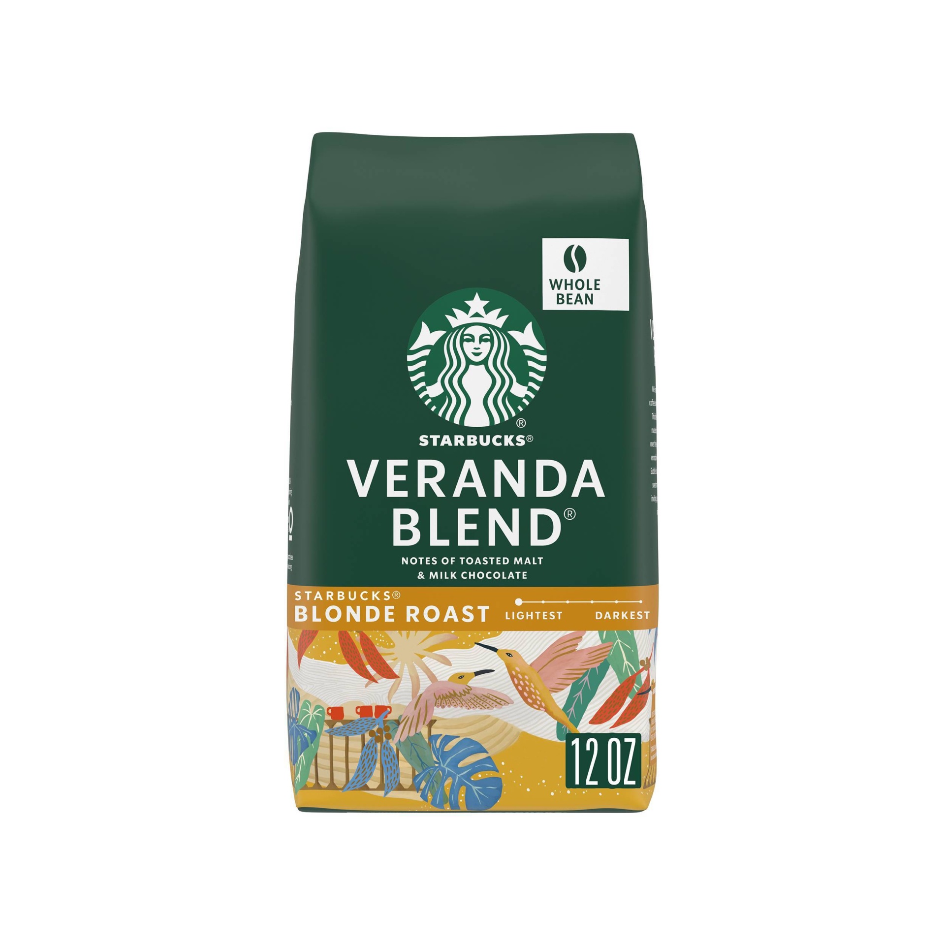 slide 1 of 6, Starbucks Blonde Light Roast Whole Bean Coffee — Veranda Blend — 100% Arabica — 1 bag (12 oz.), 12 oz