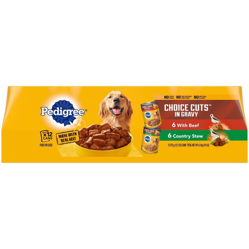 slide 1 of 4, Pedigree Beef and ctry Stew Flavor Variety Pack Choice Cuts in Gravy Wet Dog Food - 13.2oz/12ct, 13.2 oz, 12 ct