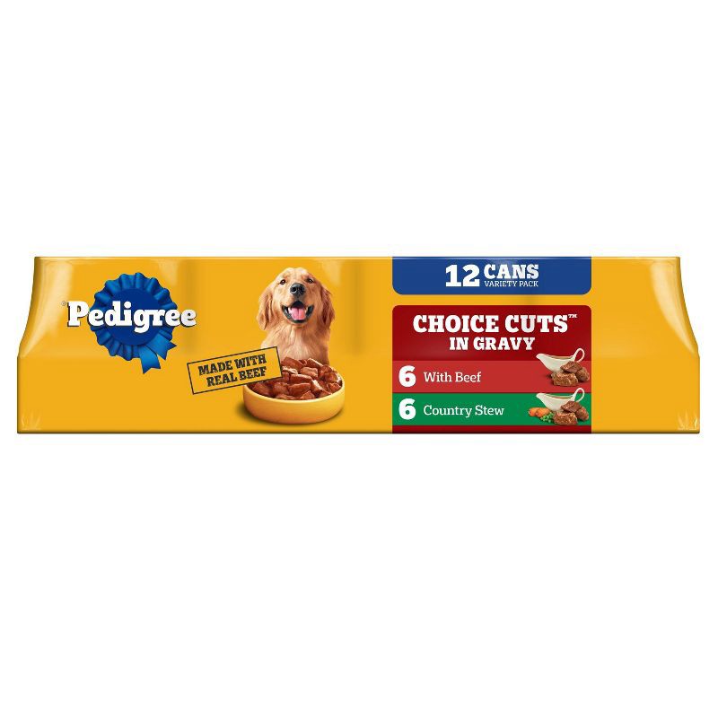 slide 1 of 10, Pedigree Beef, Gravy and Chicken Flavor Variety Pack Choice Cuts in Gravy Wet Dog Food - 13.2oz/12ct, 13.2 oz, 12 ct
