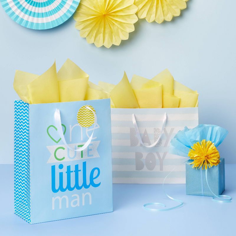 slide 2 of 3, Medium 'One Cute Little' Baby Shower Gift Bag Blue - Spritz™, 1 ct