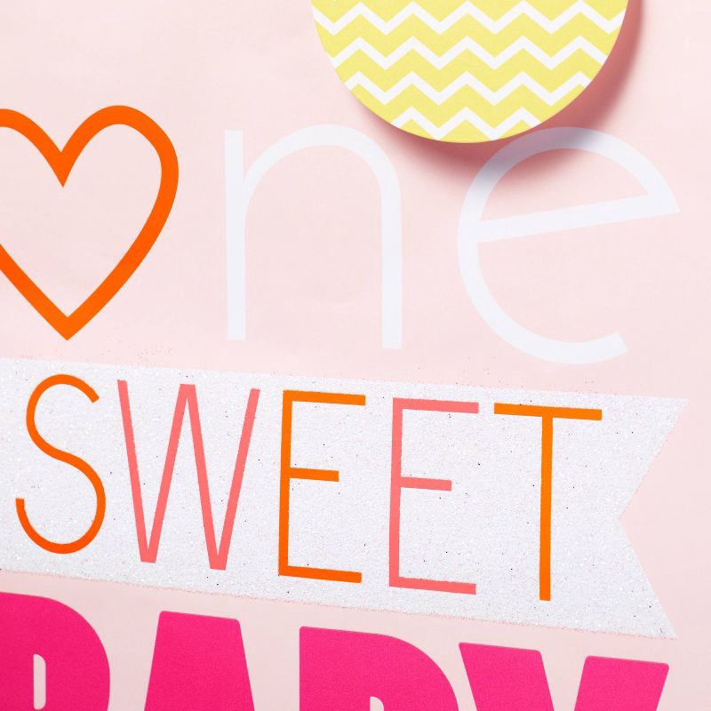 slide 3 of 3, Medium 'One Sweet Baby Girl' Baby Shower Gift Bag with Tag Pink - Spritz™: Typography, Paper, 12.75" Height, 10" Width, 1 ct