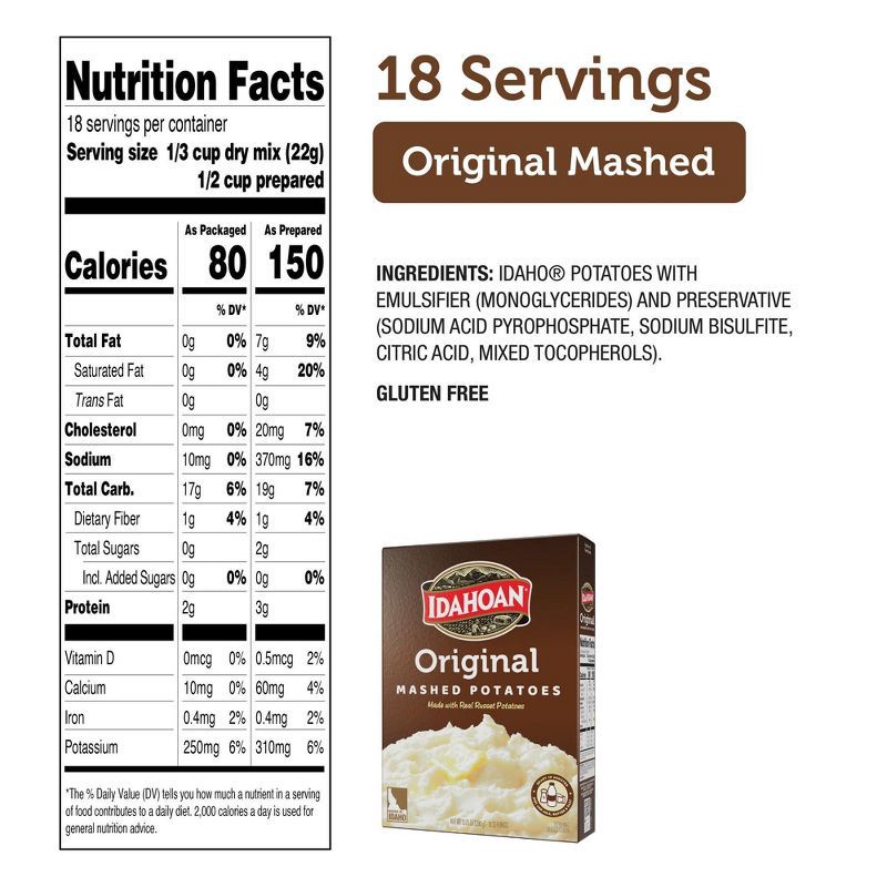 slide 4 of 9, Idahoan Gluten Free Original Mashed Potatoes - 13.75oz, 13.75 oz
