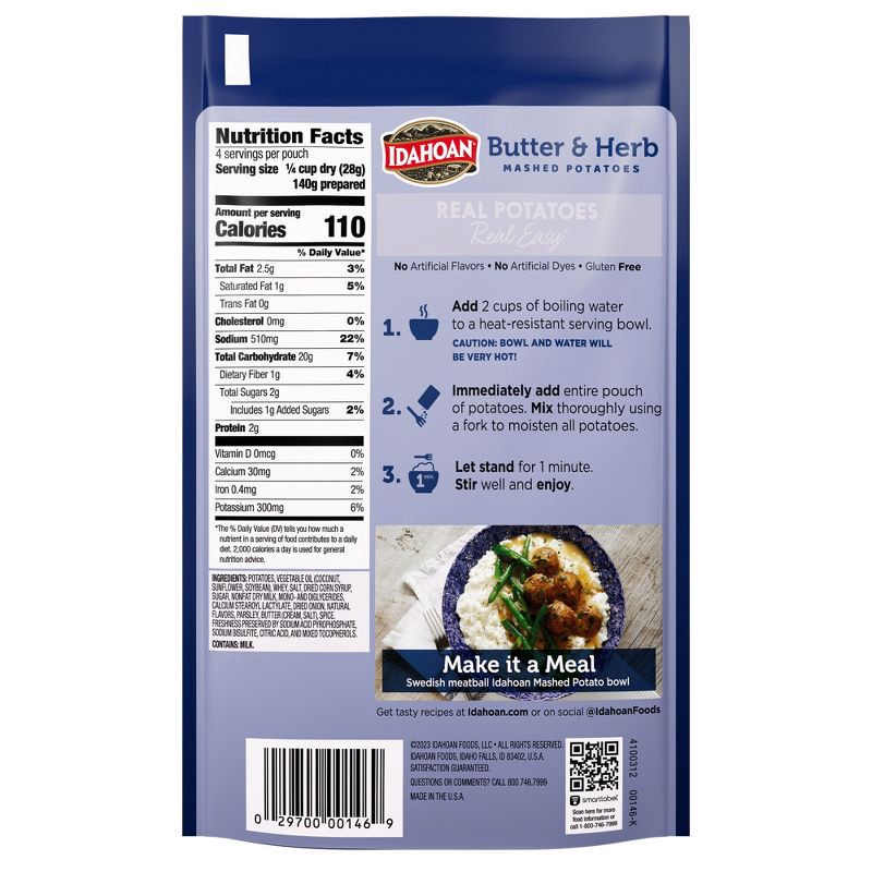 slide 2 of 10, Idahoan Gluten Free Butter & Herb Mashed Potatoes - 4oz, 4 oz