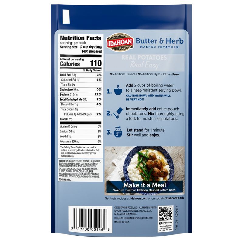 slide 2 of 10, Idahoan Gluten Free Butter & Herb Mashed Potatoes - 4oz, 4 oz