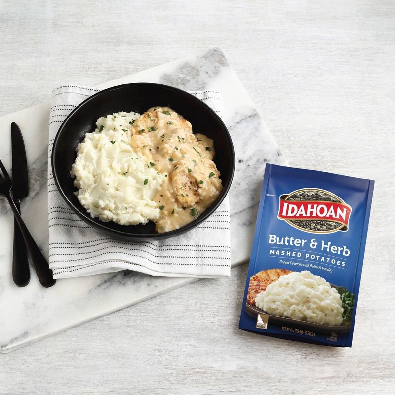slide 3 of 10, Idahoan Gluten Free Butter & Herb Mashed Potatoes - 4oz, 4 oz