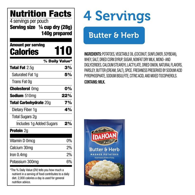 slide 4 of 10, Idahoan Gluten Free Butter & Herb Mashed Potatoes - 4oz, 4 oz