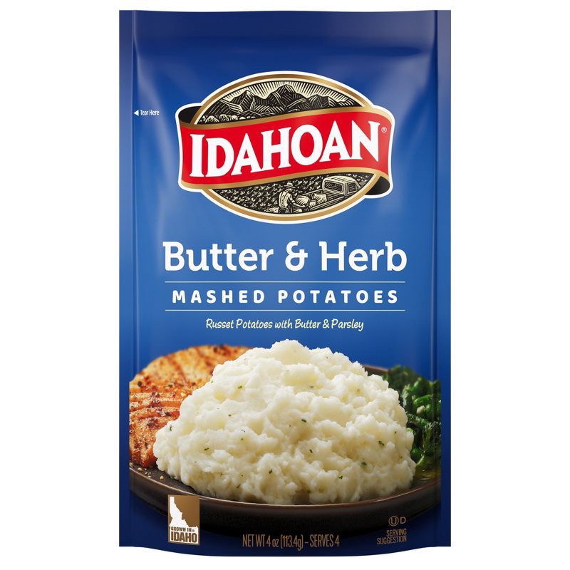 slide 1 of 10, Idahoan Gluten Free Butter & Herb Mashed Potatoes - 4oz, 4 oz