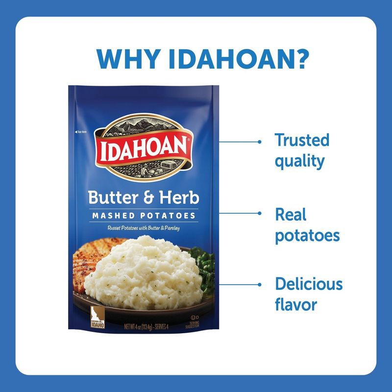 slide 8 of 10, Idahoan Gluten Free Butter & Herb Mashed Potatoes - 4oz, 4 oz