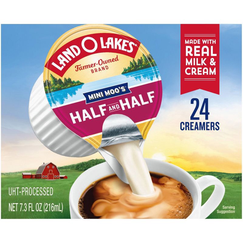 slide 5 of 9, Land O'Lakes Land O Lakes Mini Moo's Half & Half Creamer - 24ct/0.30 fl oz, 24 ct, 0.30 fl oz