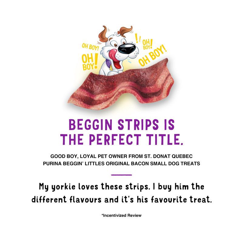 slide 7 of 9, Purina Beggin' Small Breed Original Bacon and Pork Flavor Chewy Dog Treats - 6oz, 6 oz