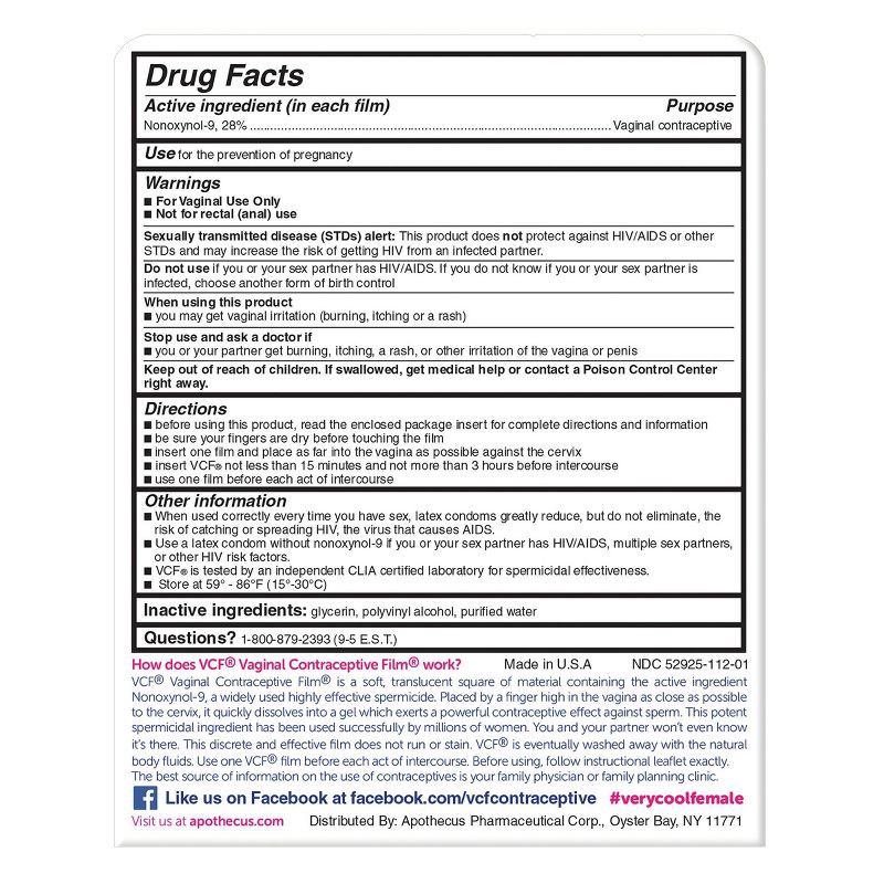 slide 4 of 4, VCF Contraceptive Films - 9ct, 9 ct