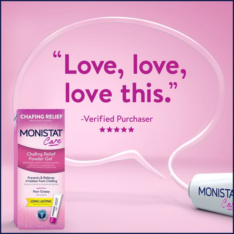 slide 4 of 7, Monistat Care Feminine Chafing Relief Powder Gel, Anti-Chafe Protection - 1.5 oz, 1.5 oz