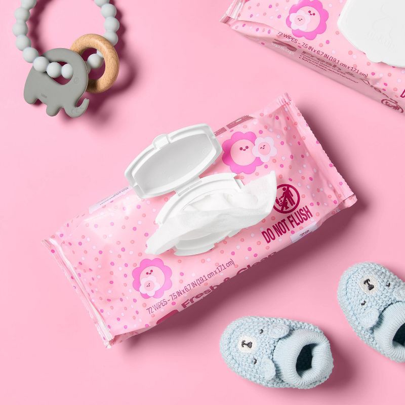 slide 2 of 7, Fresh & Clean Scented Baby Wipes - 3pk/216ct - up&up™, 3 ct, 216 ct