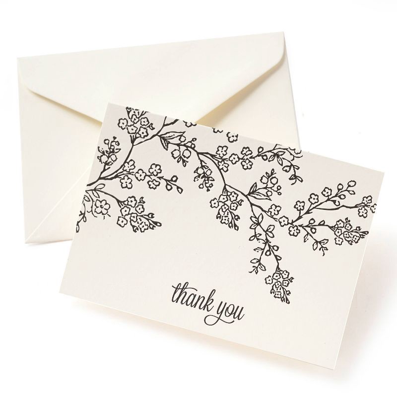 slide 2 of 3, Mara-Mi 50ct Blank Thank You Cards Floral, 50 ct