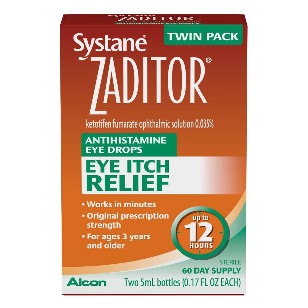 Zaditor Antihistamine Eye Drops for Eye Itch Relief 2 ct; 0.17 fl oz