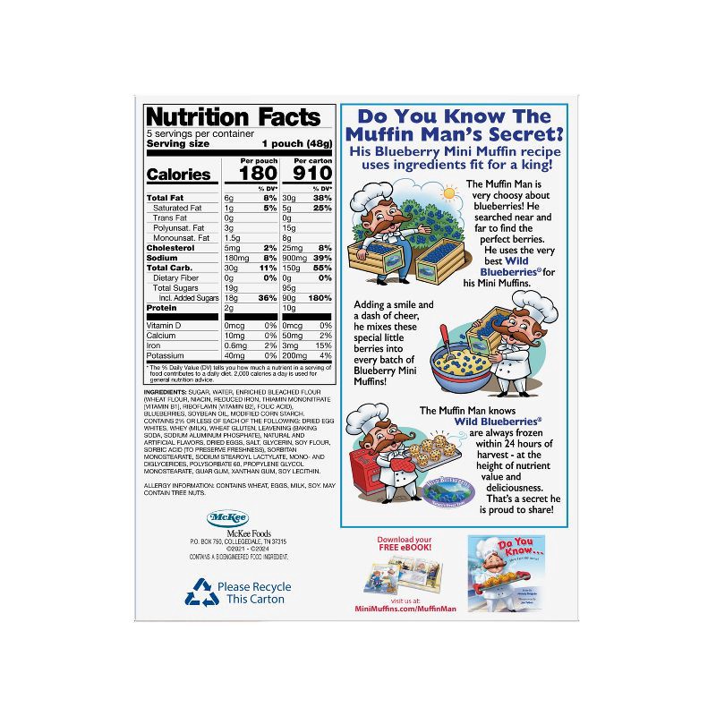 slide 4 of 4, Little Debbie Blueberry Mini Muffin Pouches - 8.44oz/5ct, 8.44 oz, 5 ct