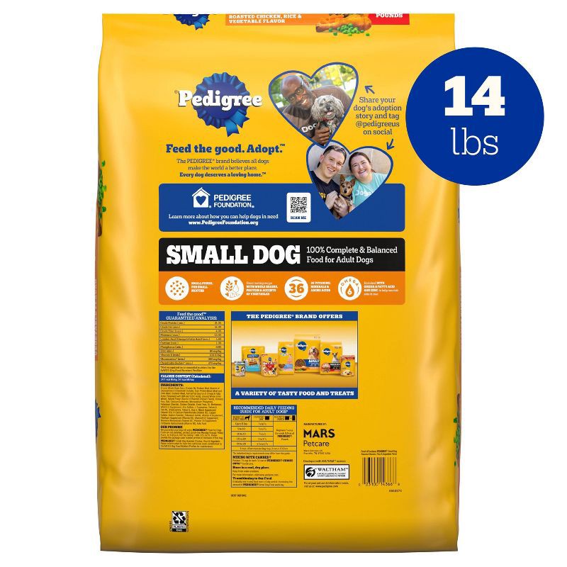 slide 8 of 14, Pedigree Roasted Chicken, Rice and Vegetable Flavor Small Dry Dog Food - 14lbs, 14 lb