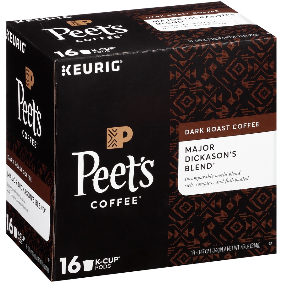 slide 3 of 7, Peet's Coffee Major Dickason's Blend Dark Roast Coffee K-Cup Pods, 16 ct