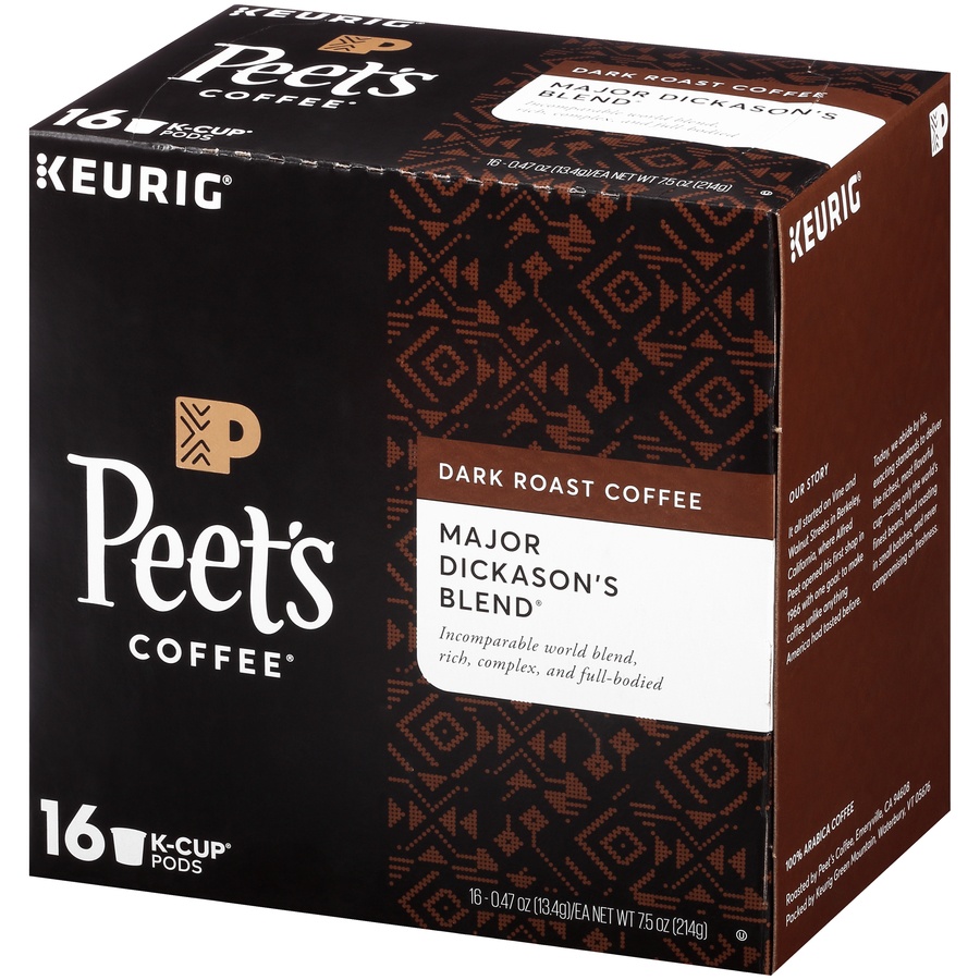 slide 4 of 7, Peet's Coffee Major Dickason's Blend Dark Roast Coffee K-Cup Pods, 16 ct