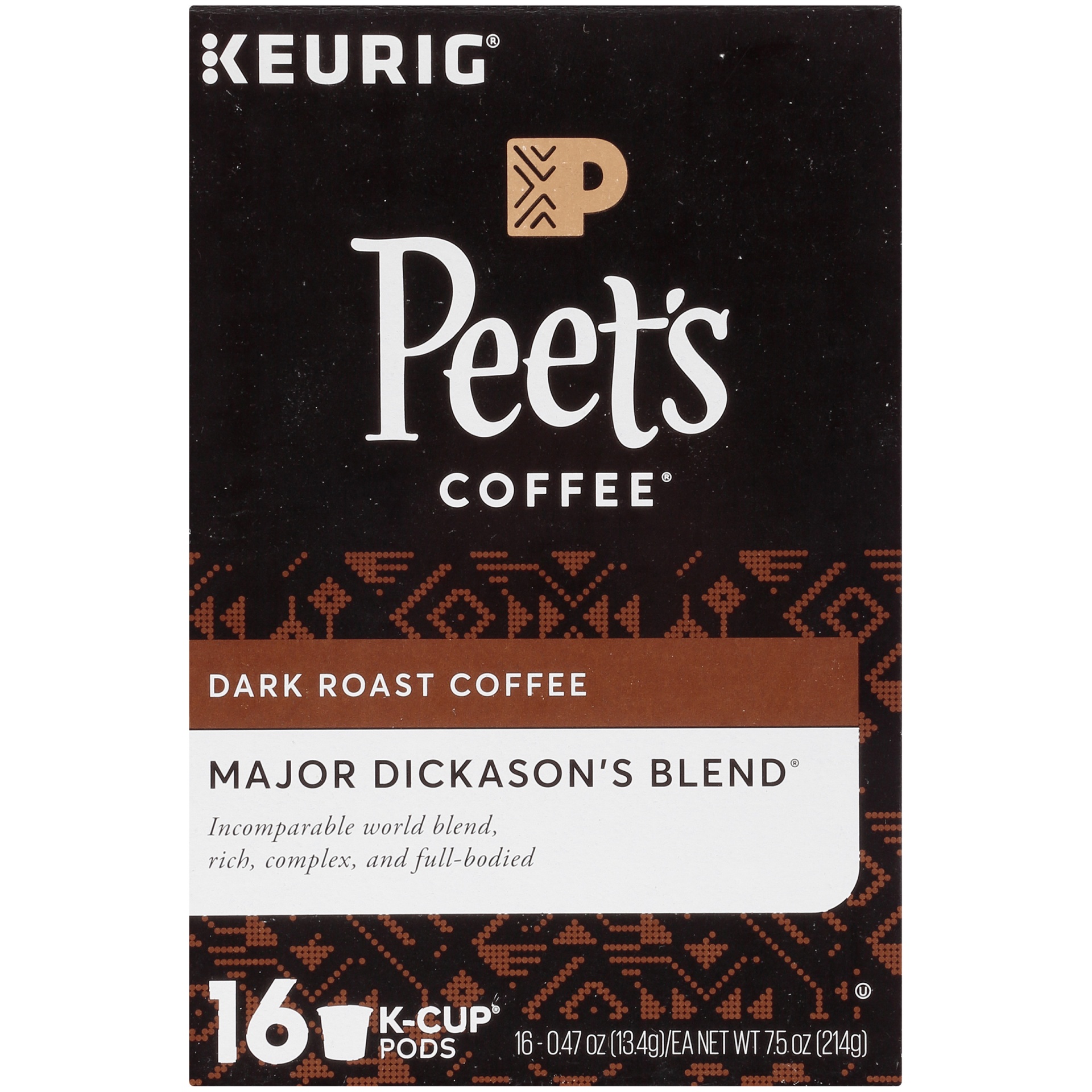 slide 5 of 7, Peet's Coffee Major Dickason's Blend Dark Roast Coffee K-Cup Pods, 16 ct